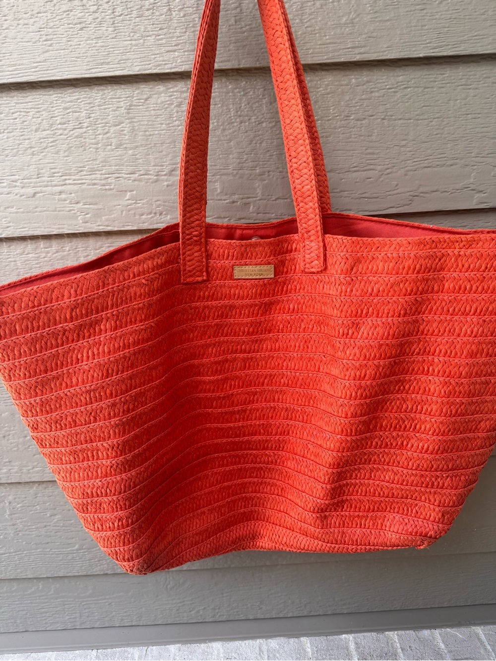 Christian Siriano Coral Woven Tote Bag